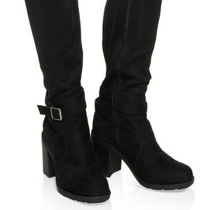 Knee High black Suedette